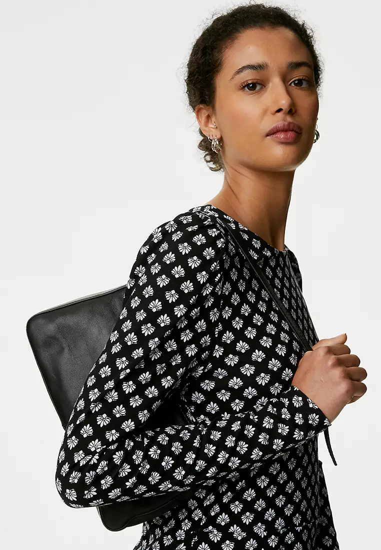 Jersey Printed Round Neck Mini Skater Dress