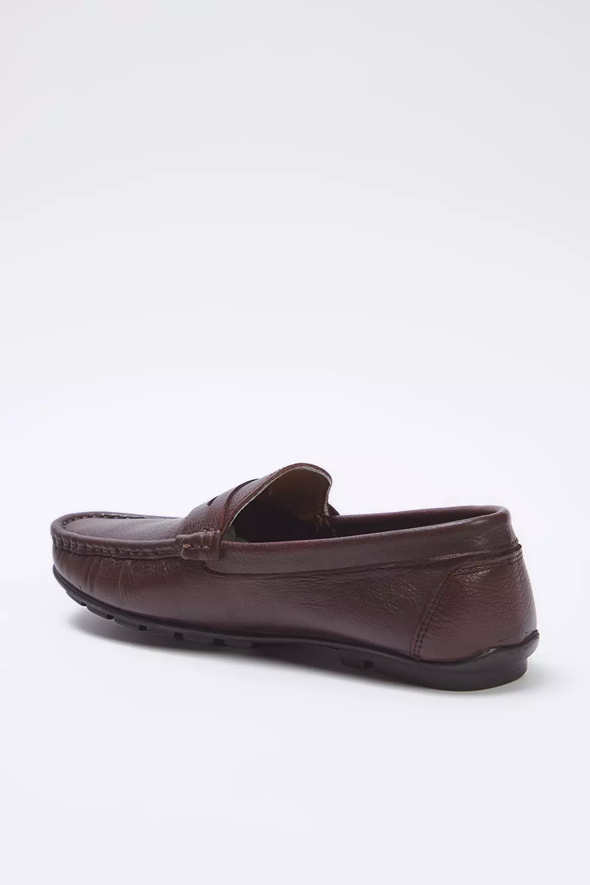 Brown Genuine Leather Square Toe Men's Loafer Shoes Takss25La00012