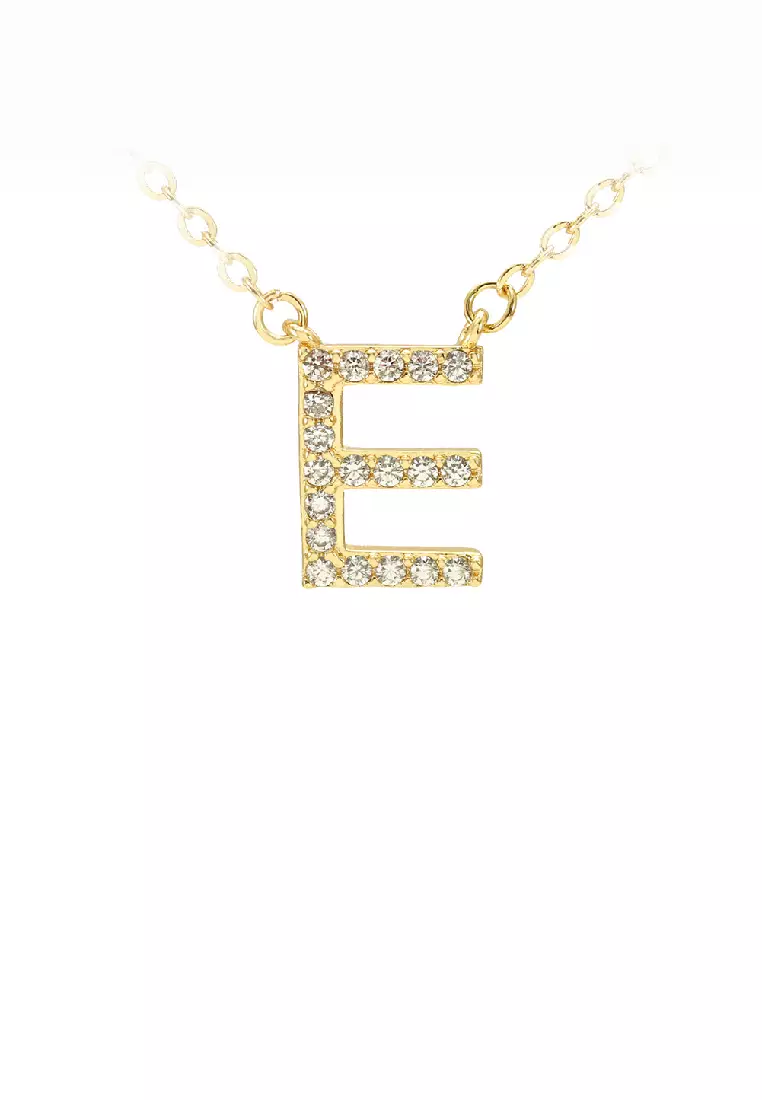 Buy Glamorousky Fashion Simple Plated Gold Alphabet E Pendant with