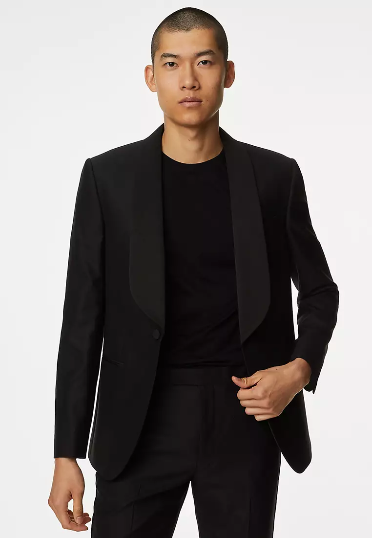 Regular Fit British Pure Wool Tuxedo Jacket