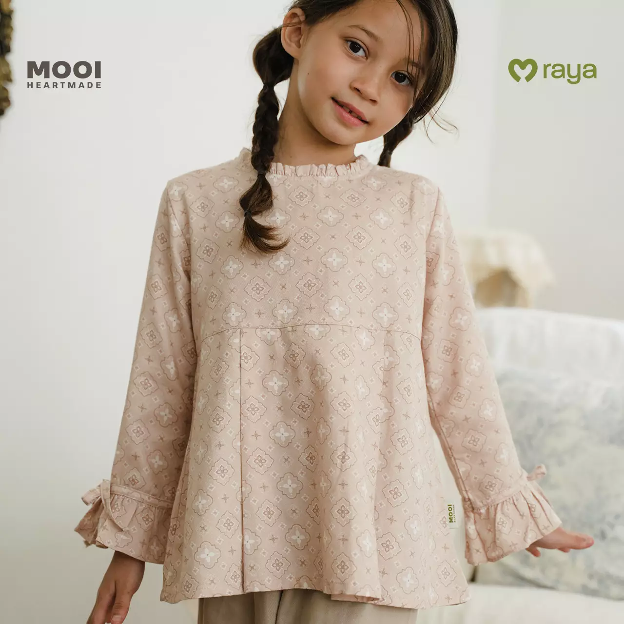 Mooi Setelan Anak Perempuan Raya Collection Daanya Tunik Set - Sky Blue