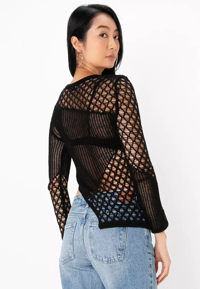 エイチシーエーイー HCAE BICOLOR MESH KNIT TOP （BLACK） BICOLOR MESH KNIT TOP – HCAE ONLINE STORE