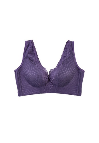 ZITIQUE purple Women's Elegant Full Cup Non-wired Push Up Lace Bra - Purple B9668US1E2D6AFGS_1