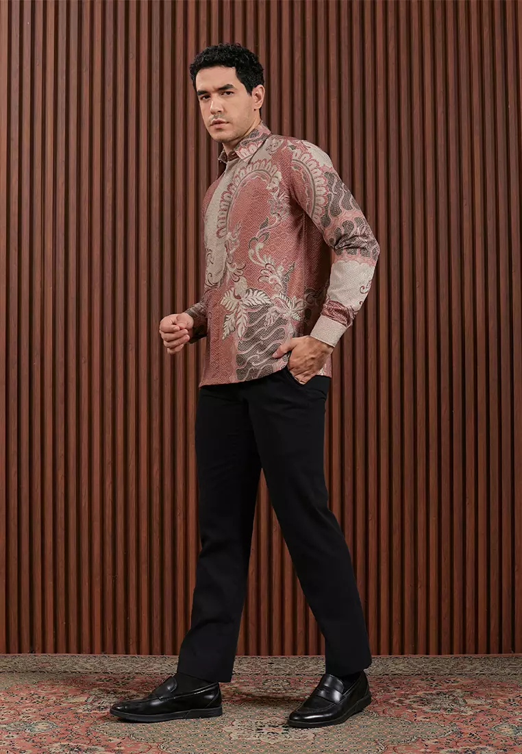 Enzy Batik Exclusive Kemeja Batik Pria Marakata - Mauve