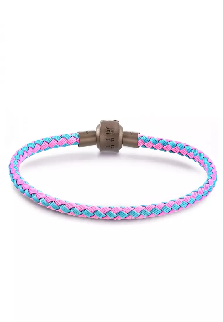Stainless Steel Charm Bracelet for Women Pink x Baby Blue 3mm