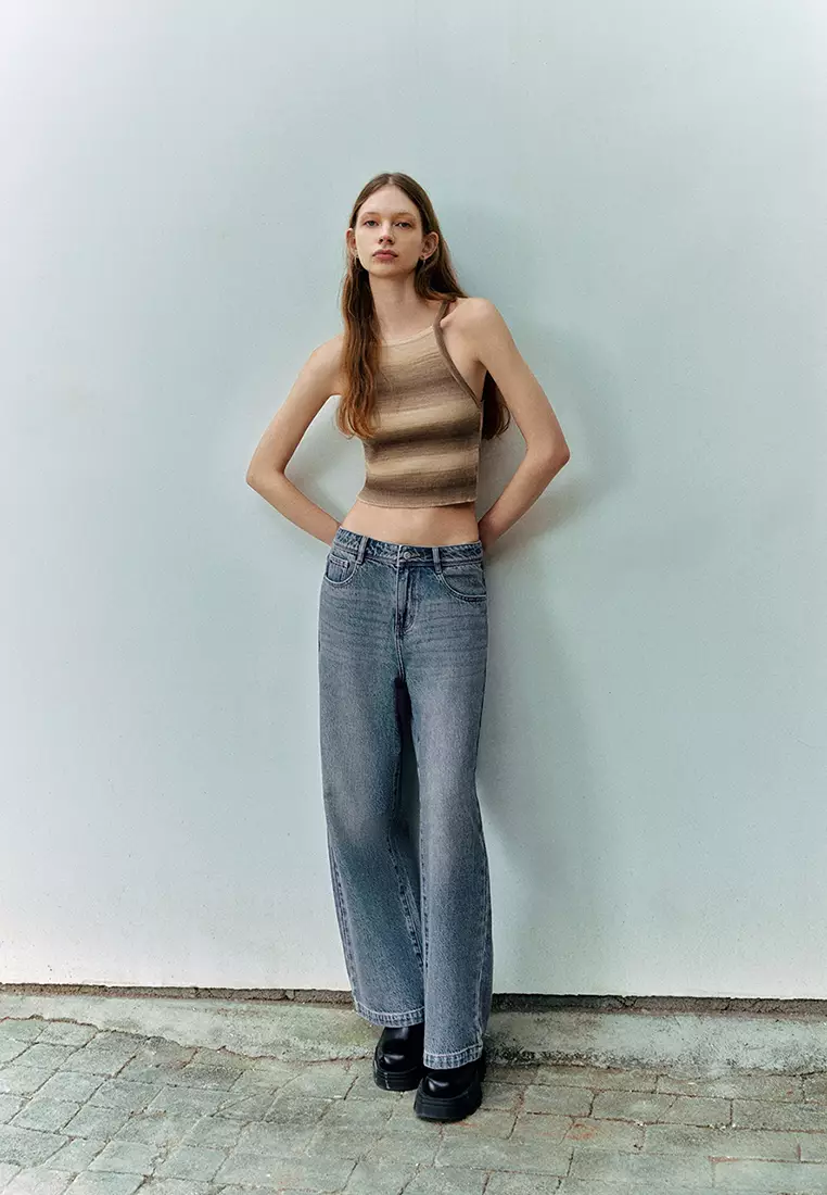 Retro Hot Girl Gradient Design Short Slim-fit Knit Vest