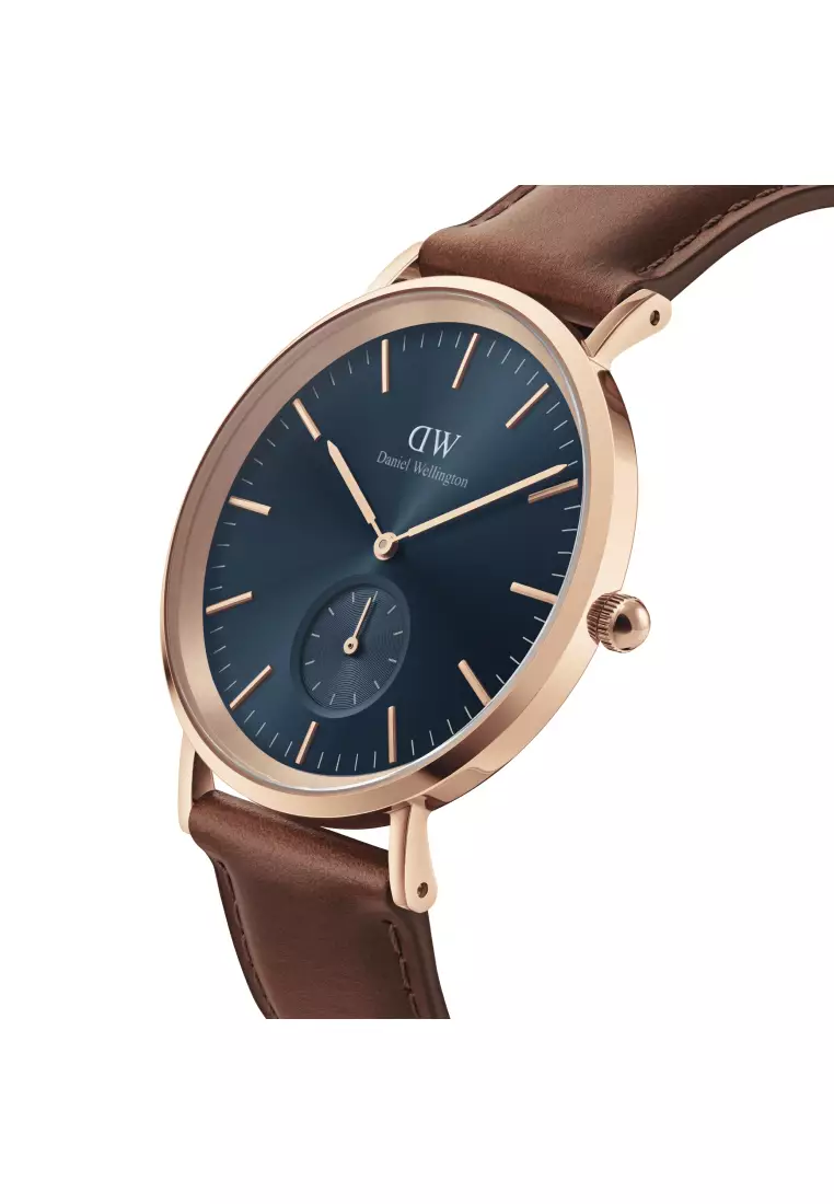 Classic Multi-Eye 40mm St Mawes Arctic Rose Gold Blue Dial - Multi Eye Watch for men - Stainless Steel Leather Strap Watch - Fashion Watch - DW Official - Authentic