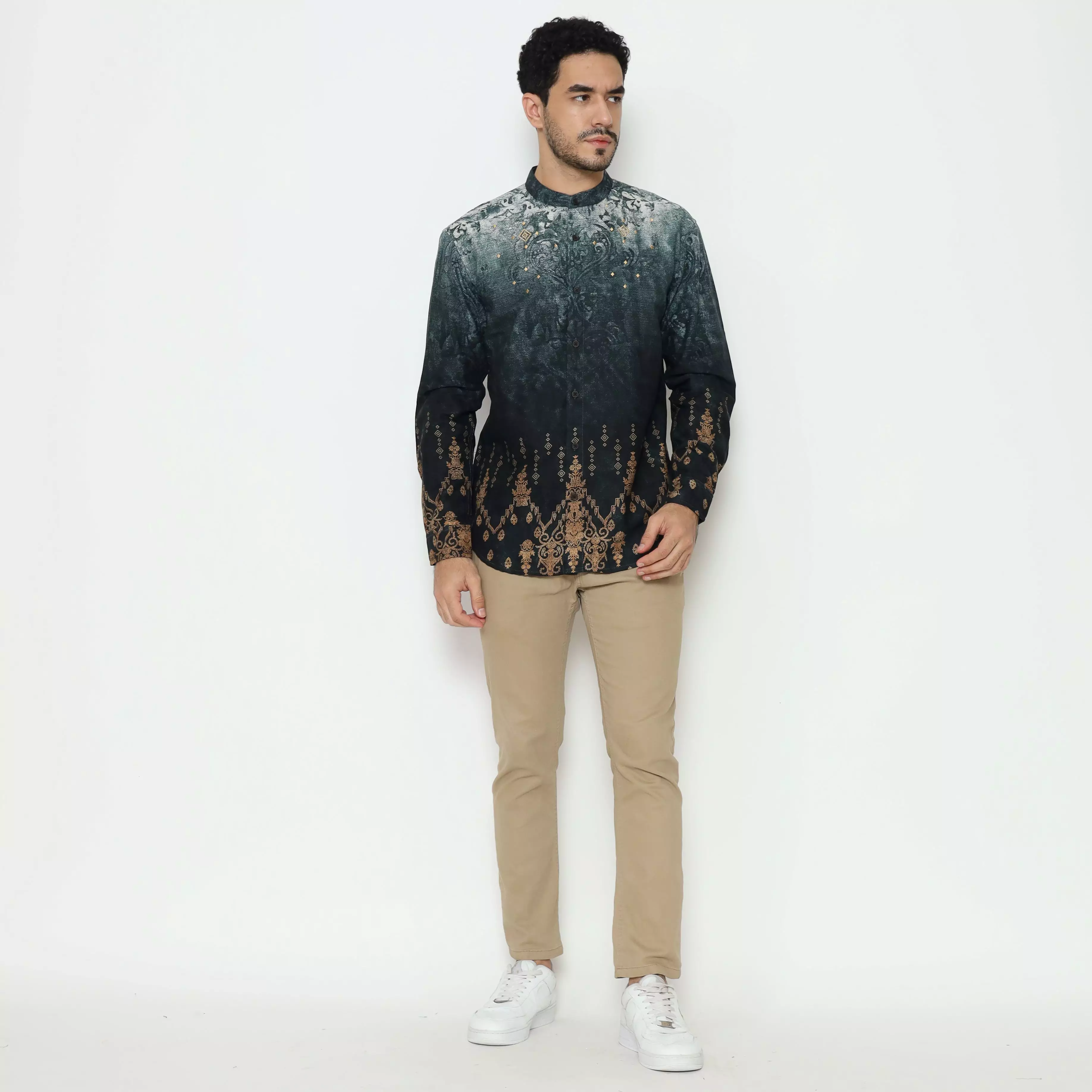 AMK Kemeja Koko Pria Lengan Panjang KK Abyan L/S Green