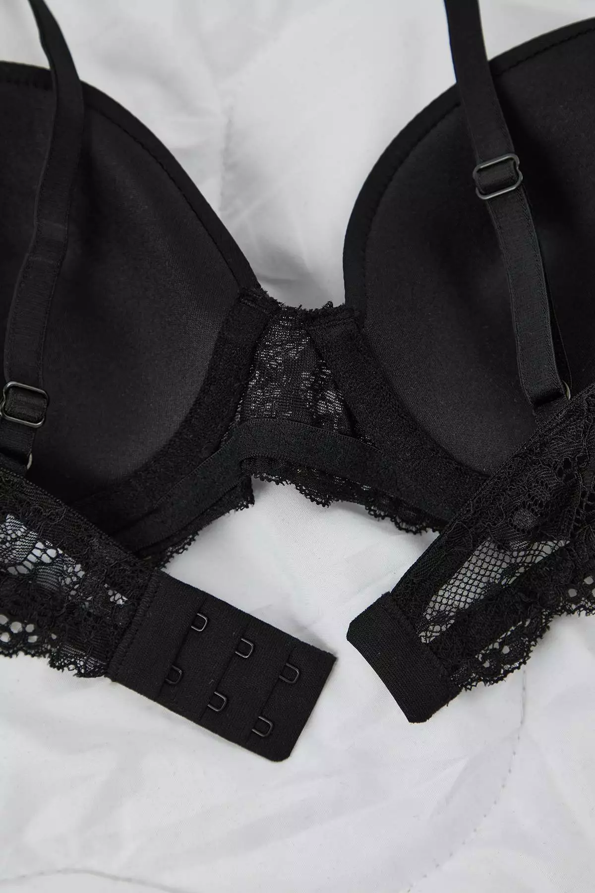 Black Micro Lace Detailed Covered T-Shirt Bra Knitted Bra Thmaw26Su1