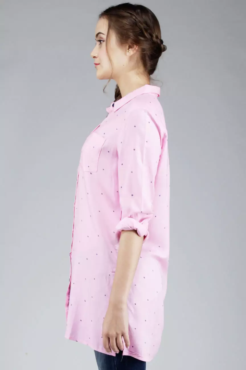 Kemeja Wanita Hipdot Pink