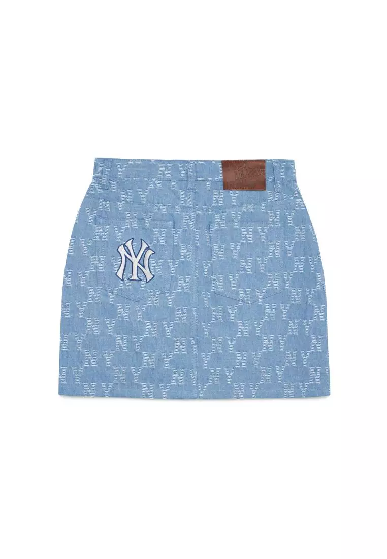 MLB WOMEN'S CLASSIC MONOGRAM JACQUARD DENIM SKIRT NEW YORK