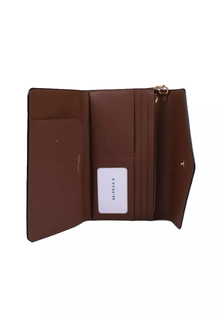 Coach Coach Travel Envelope Wallet C7615 Blocked Signature Canvas In