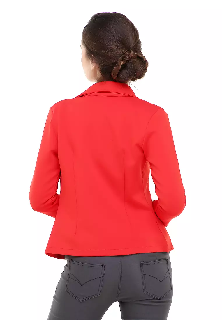 Qemsya Blazer Wanita Slim Fit Plain Suit Formal Longsleeve Material Scuba ORIGINAL - Cabe