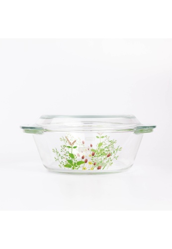 Pyrex white Pyrex 1400ML Heat Resistant Tempered Glass Casserole with Lid / Baking Dish / Borosilicate Glass Casserole / Bakeware / Ovenware - Provence Garden 0370AHL2ED7033GS_1