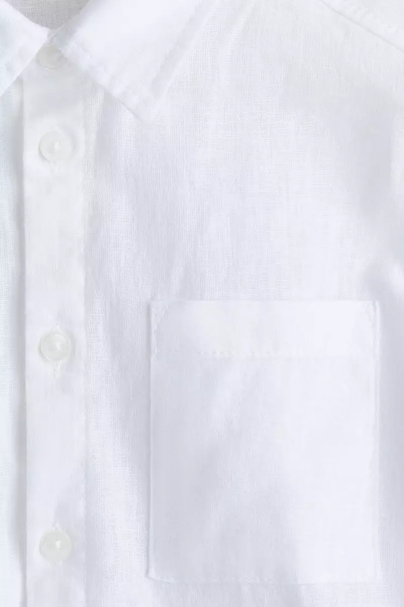 Short-sleeved linen-blend shirt