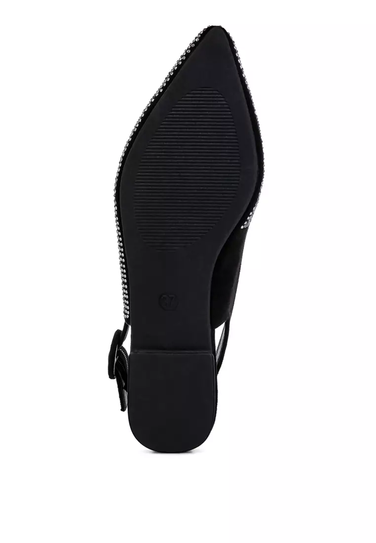 Bagal Slingback Berlian Imitasi Hitam