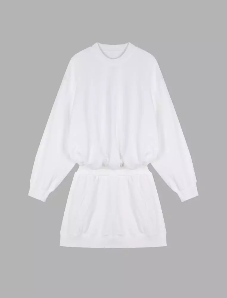 纯色休闲长袖连衣裙