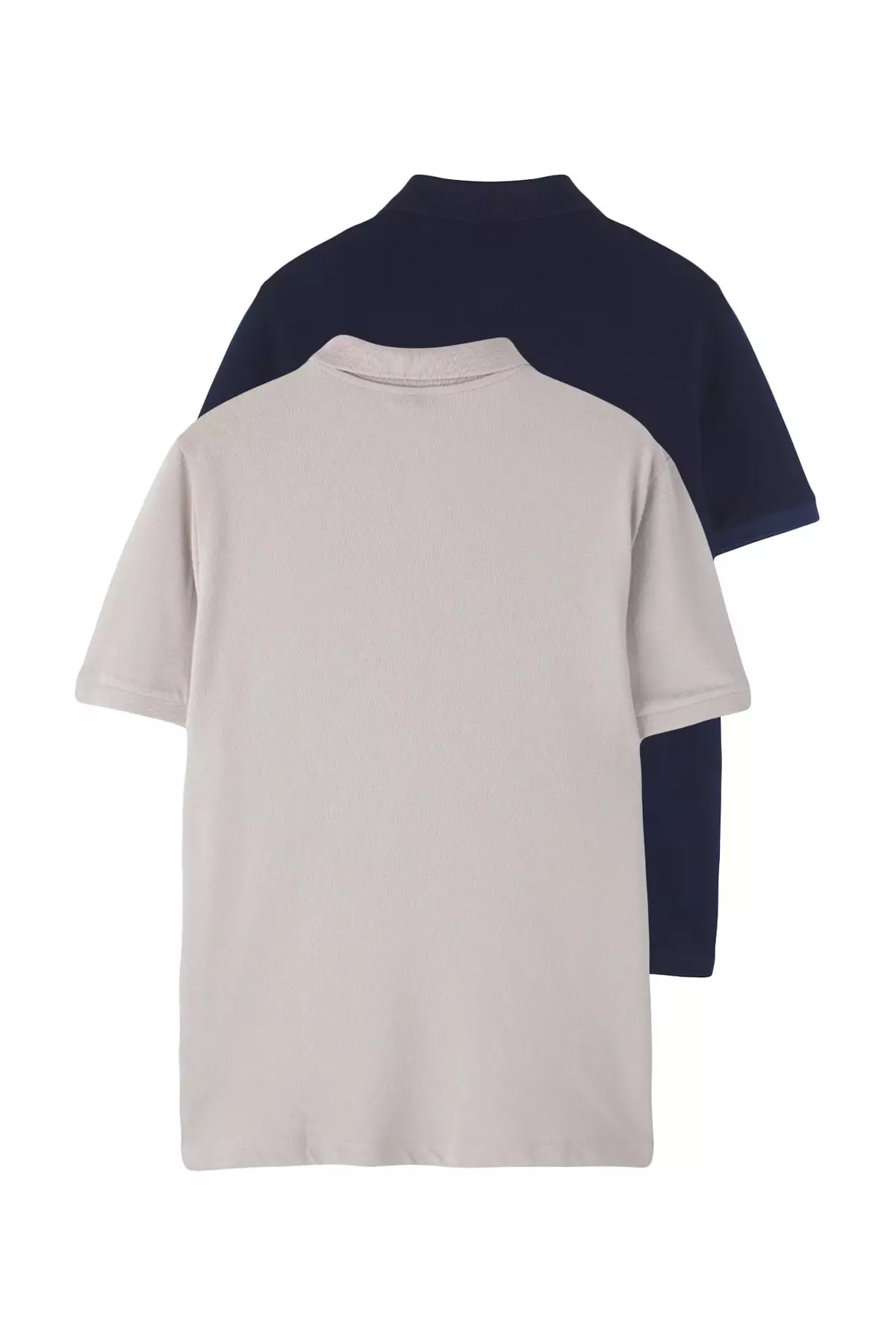 Navy Blue-Grey 2-piece Regular/Normal Cut 100% Cotton Polo Collar T-shirt TMNSS25PO00022