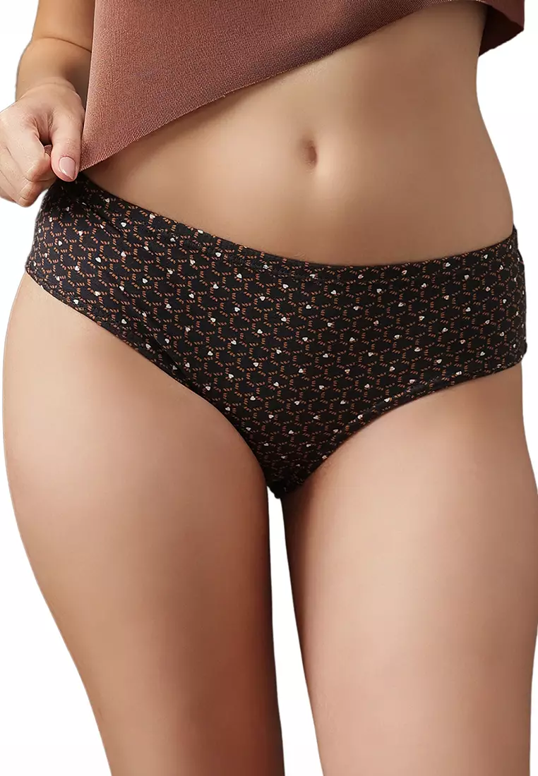 Clovia Pack of 3 Mid Waist Printed Hipster Panties with Inner Elastic - 100% Cotton