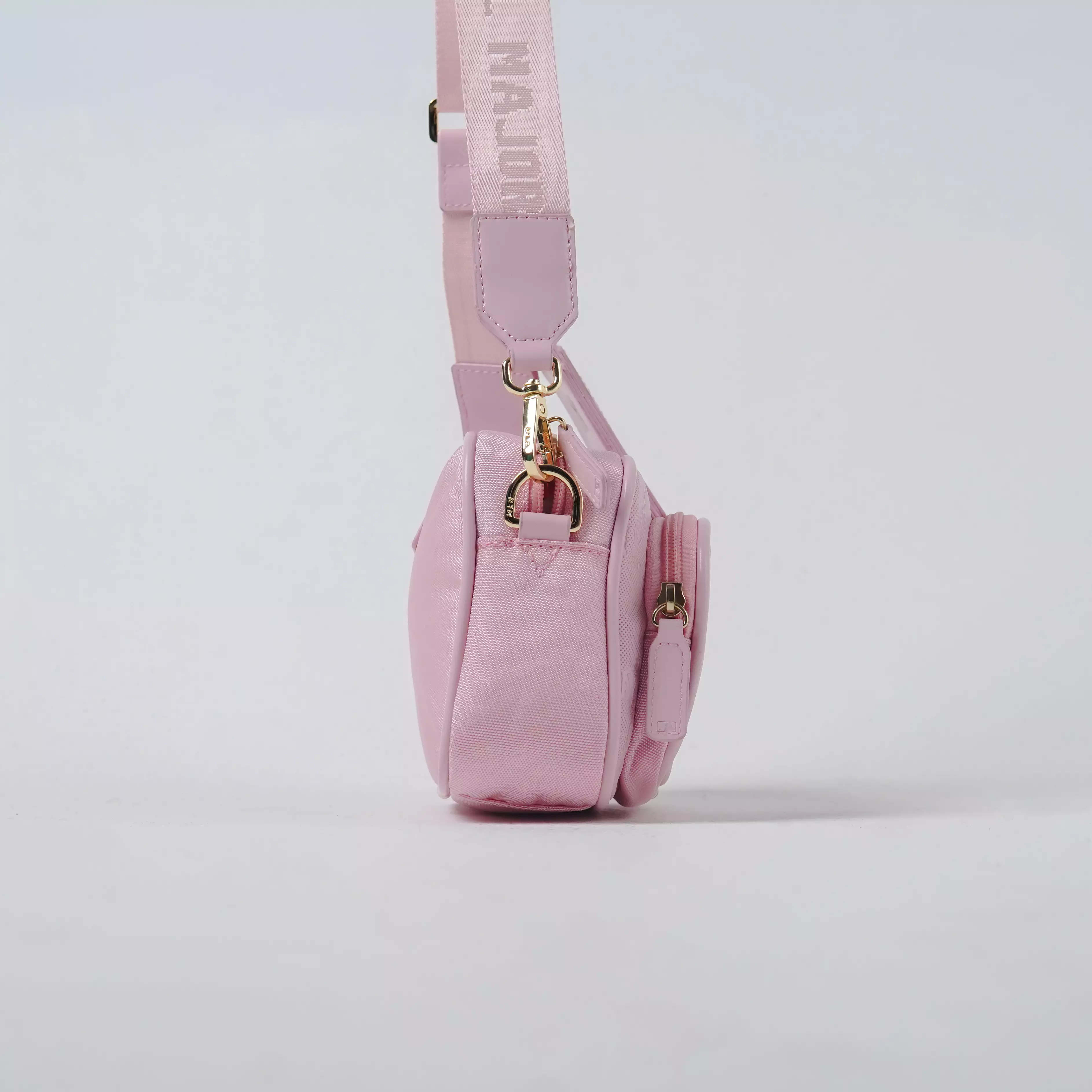 Tas MLB NY METAL MONOGRAM EMBOSSED PINK CROSS BODY BAG 100% ORIGINAL