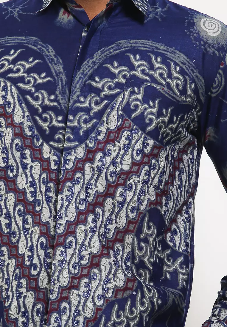 Athela Kemeja Batik Premium Pria Casual Modern Lengan Panjang