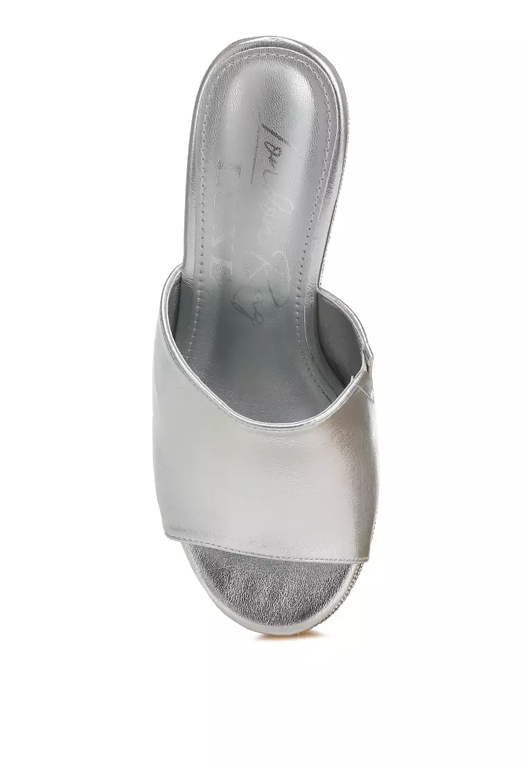 Wedge Heel Peep Toe Sandals in Silver