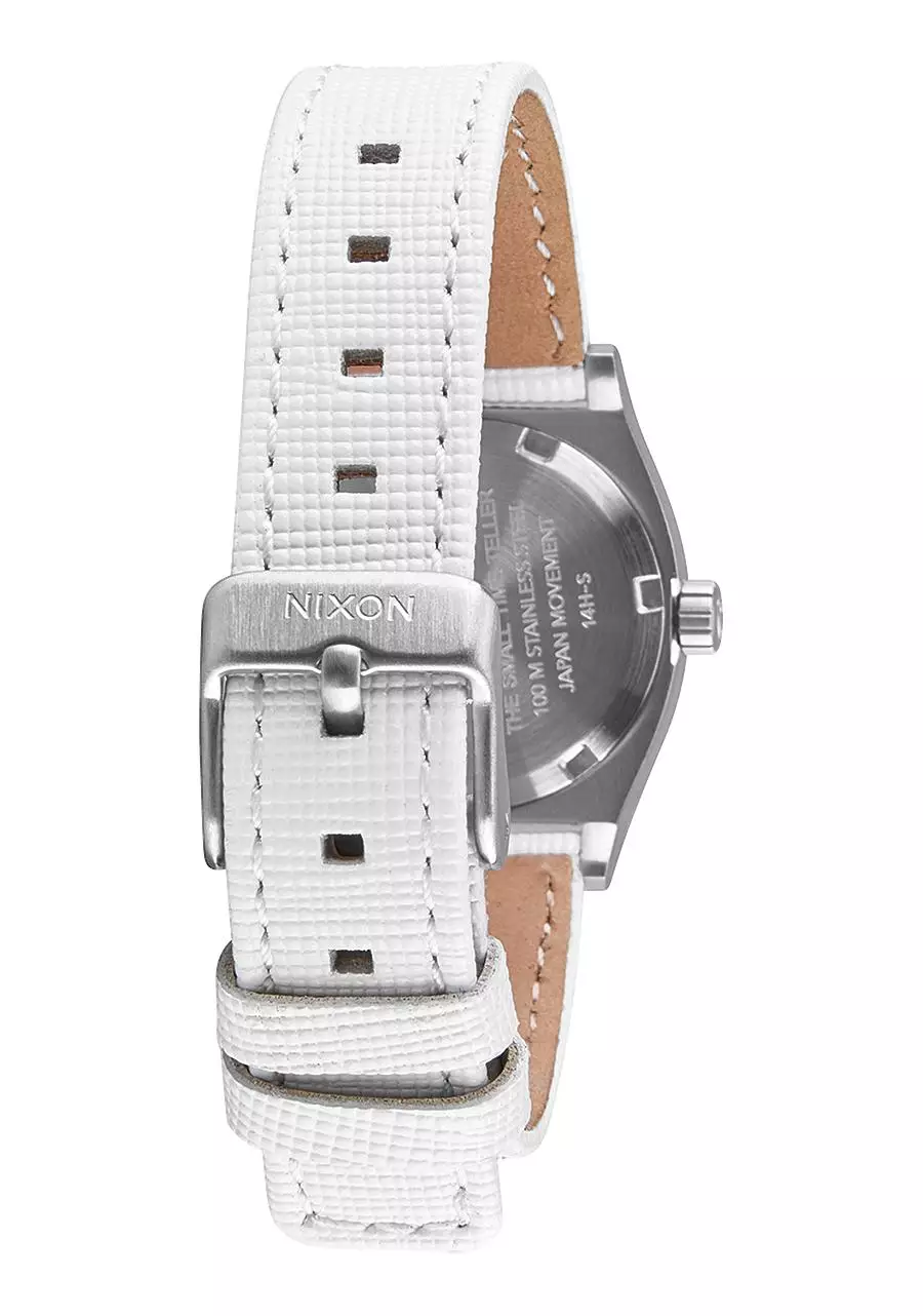Nixon Small Time Teller LEather Navy and White