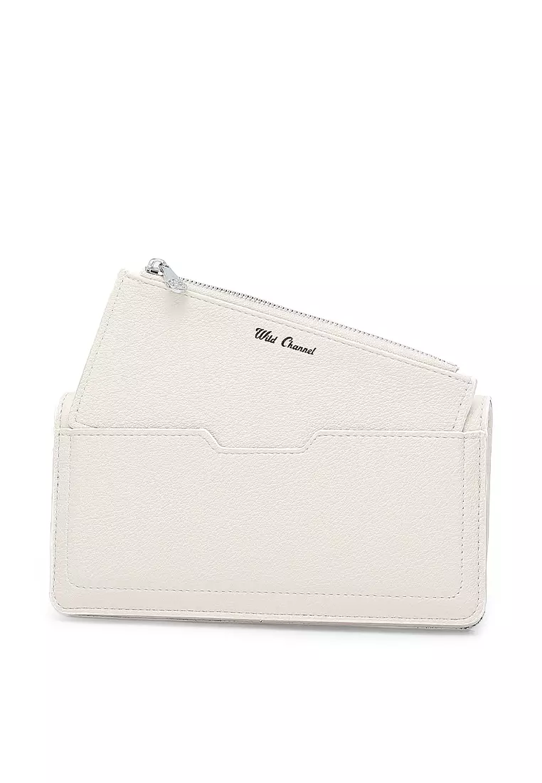 2 In 1 Long Purser with Coin Purse - White