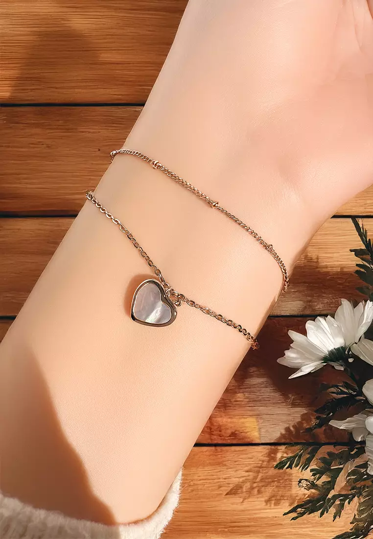 River's Heart Bracelet in Rose Gold Stainless Steel