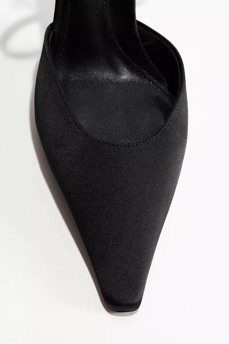 Pointed satin court shoes