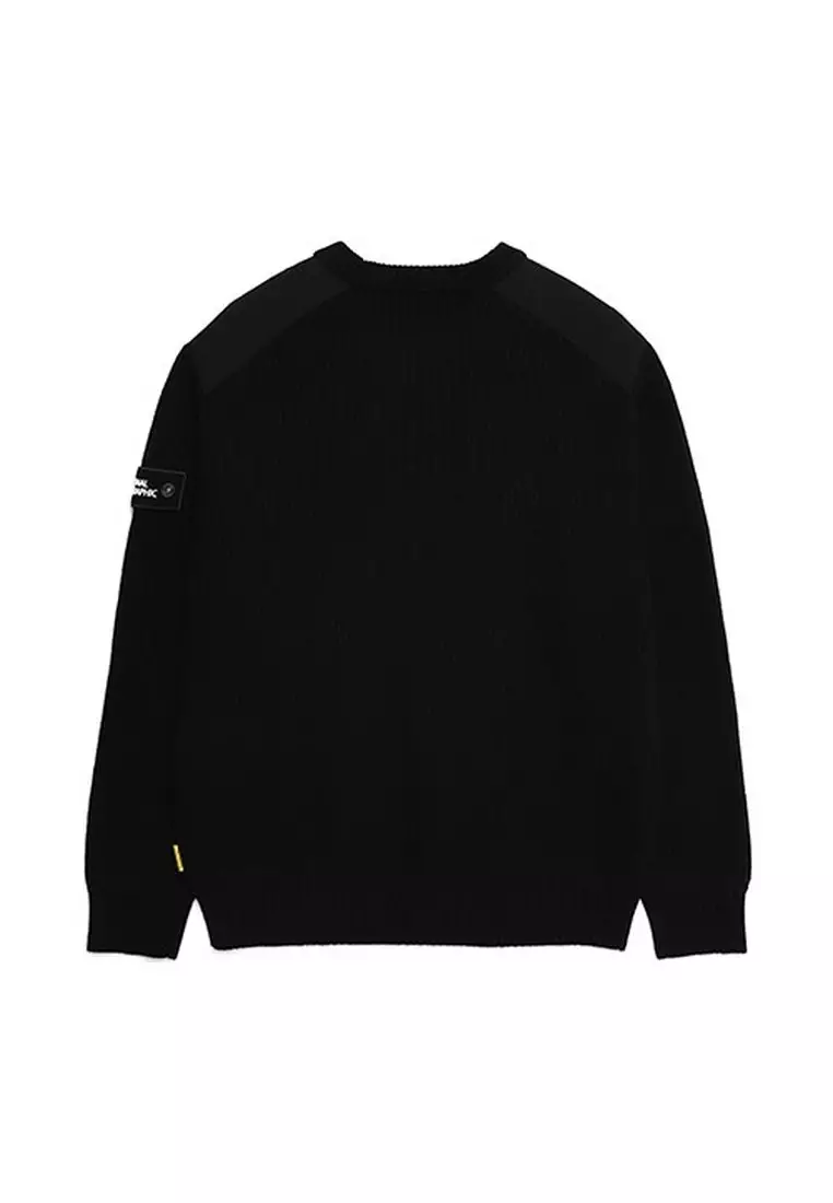 梭織配色圓領針織毛衣