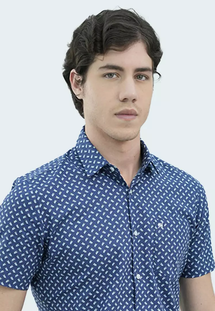 Johnwin - Kemeja Formal - Kemeja Motif - Slim Fit - Biru - FSH.650.Q392.933.C-S/S