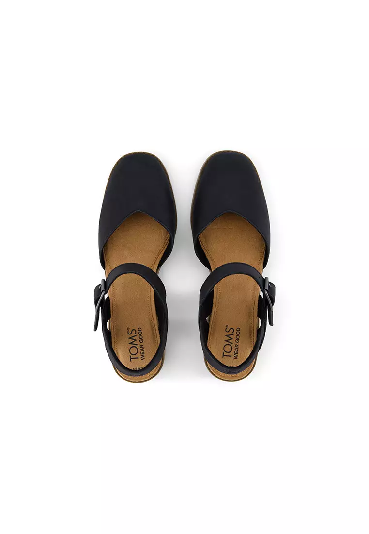 TOMS Women Jaclyn Black Leather Heels