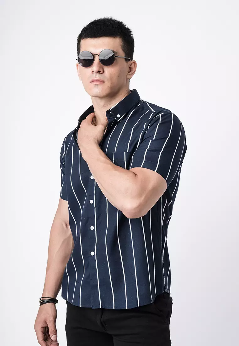 Vicente Stripe Navy SS