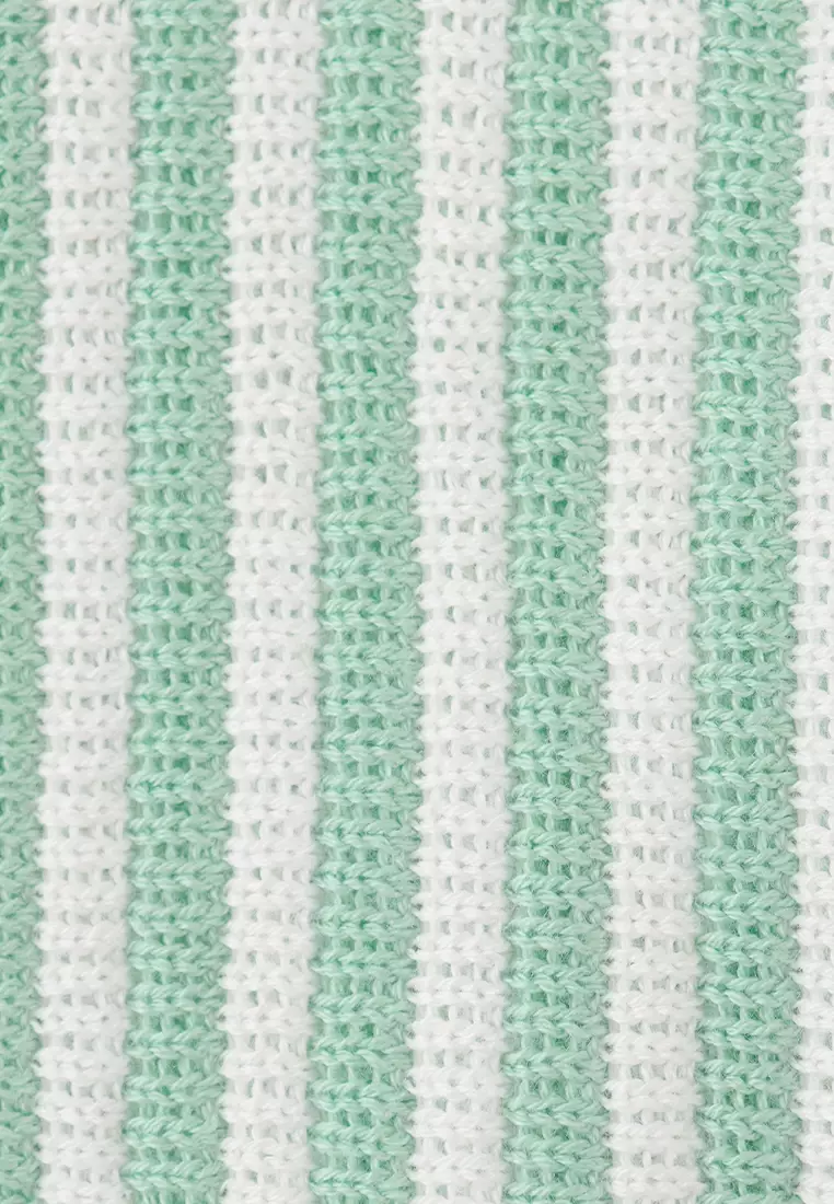 Baby Waylon Vertical Stripe Crochet-Style Knit Polo Shirt