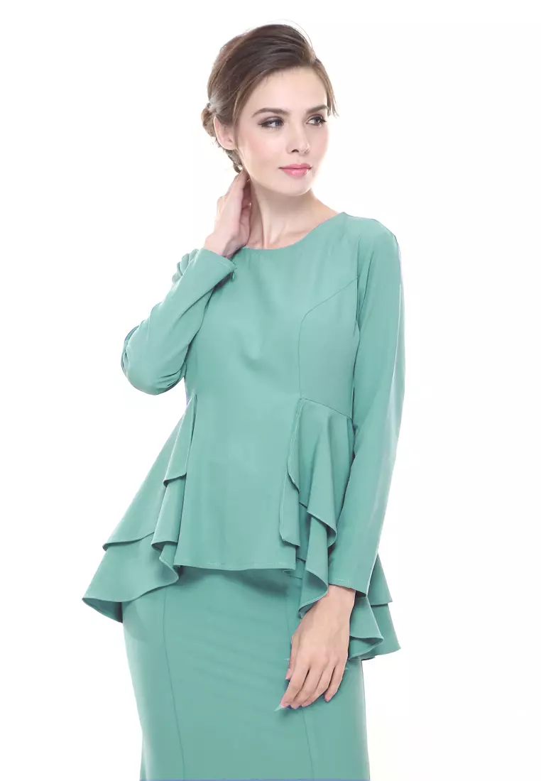 Lora Peplum in Mint Green