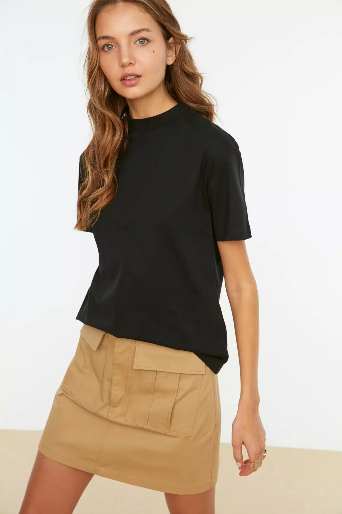 Black Mock Neck T-Shirt