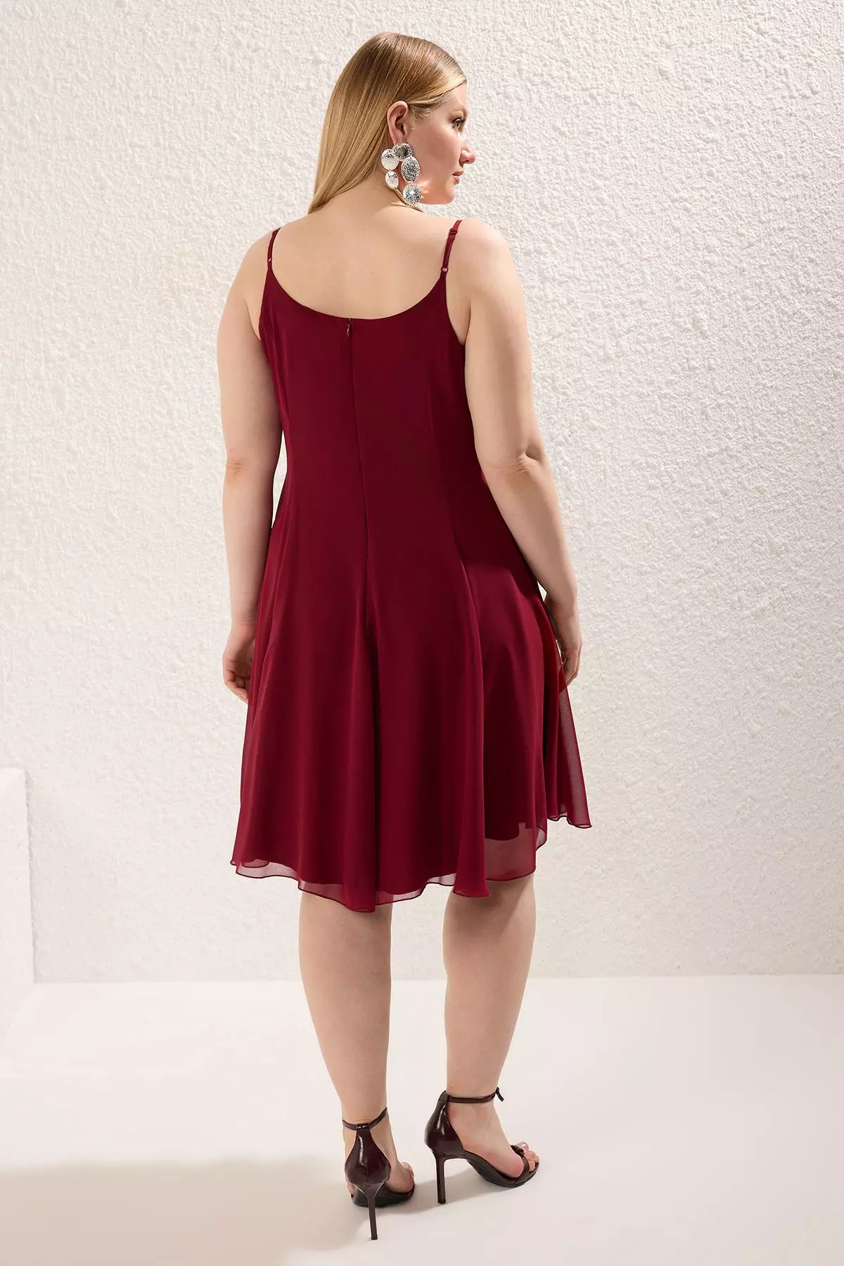 Chiffon Accessory Strap Mini Woven Plus Size Dress