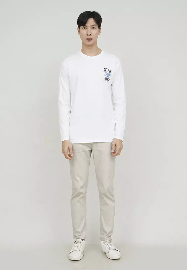 Kaos cotton combed lengan panjang pria putih houseofcuff stay sharp