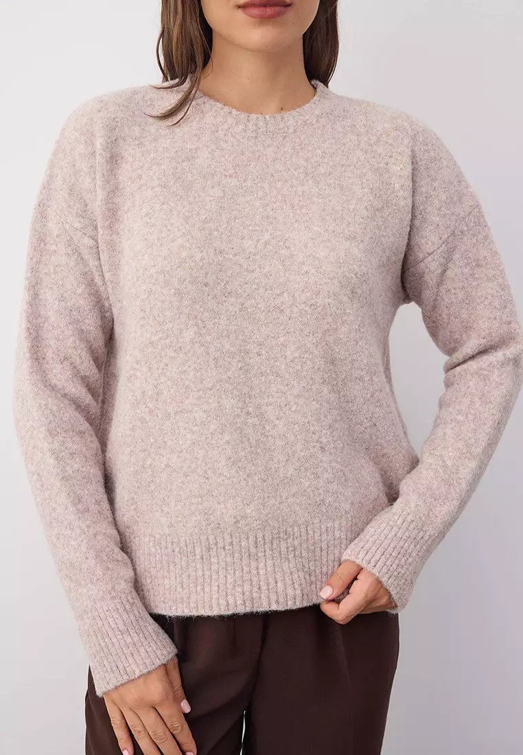 Wardrobe Essentials Mink Wool Blend Fuzzy Premium Yarn Loose Knit Sweater | Twoaw26Kz00125