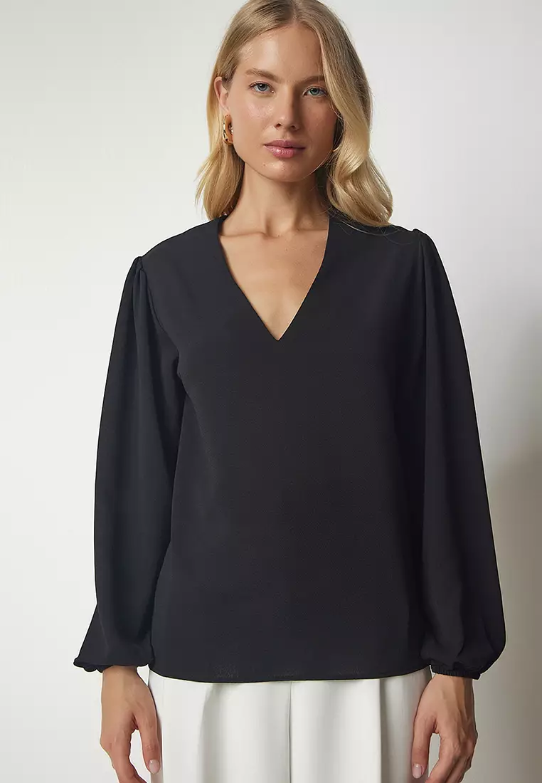 Buy Happiness Istanbul V-Neck Crepe Blouse Online