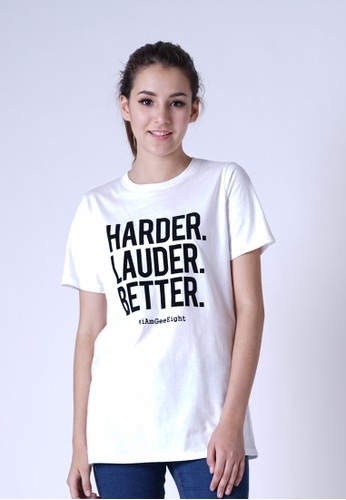 Gee Eight Harder Better White Tees (T073 FH)