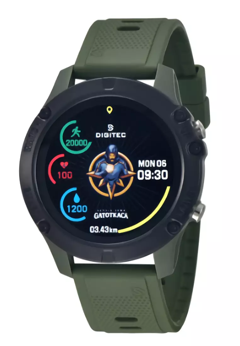Digitec Gatot Kaca - Smart Watch - Jam Tangan Pintar - Green - Rubber Strap - GKC-GR