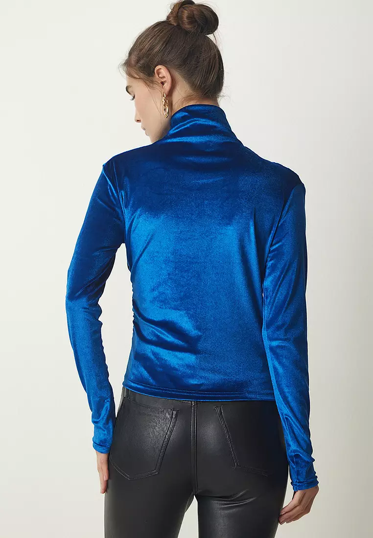 Draped Velvet Blouse