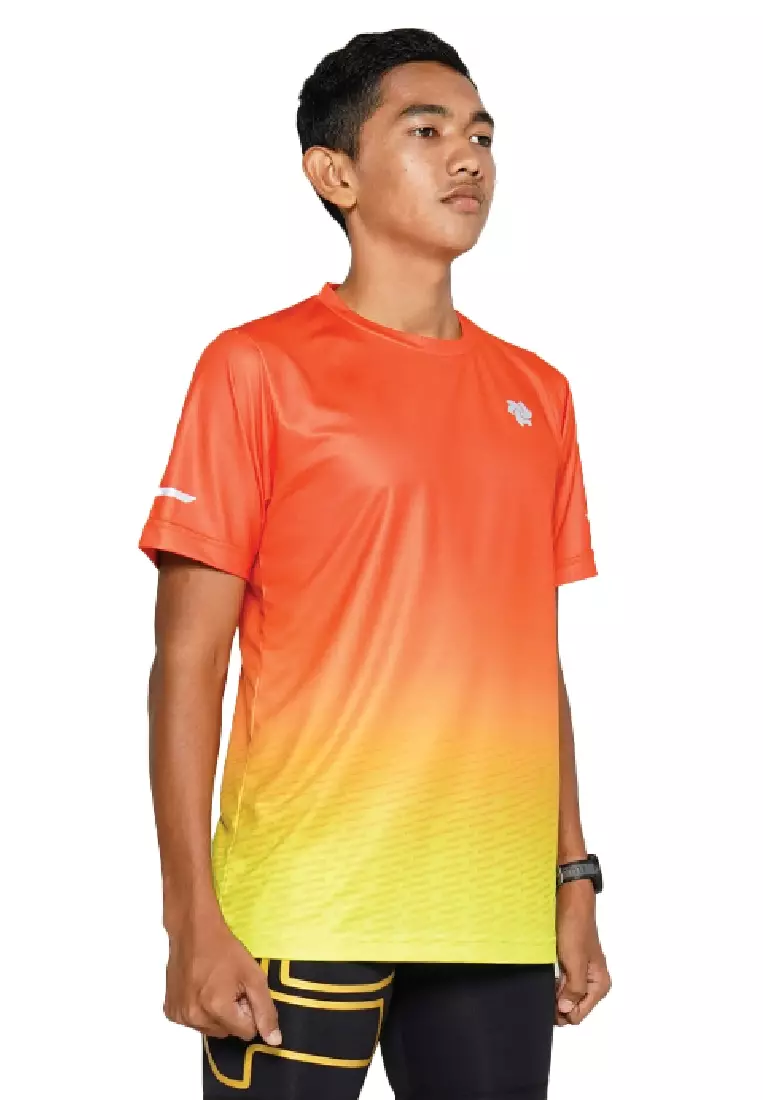 Tiento Baju Lari Ringan Jersey Running Anti UV Pria Dry Fit Lengan Pendek Airlite Yellowflame