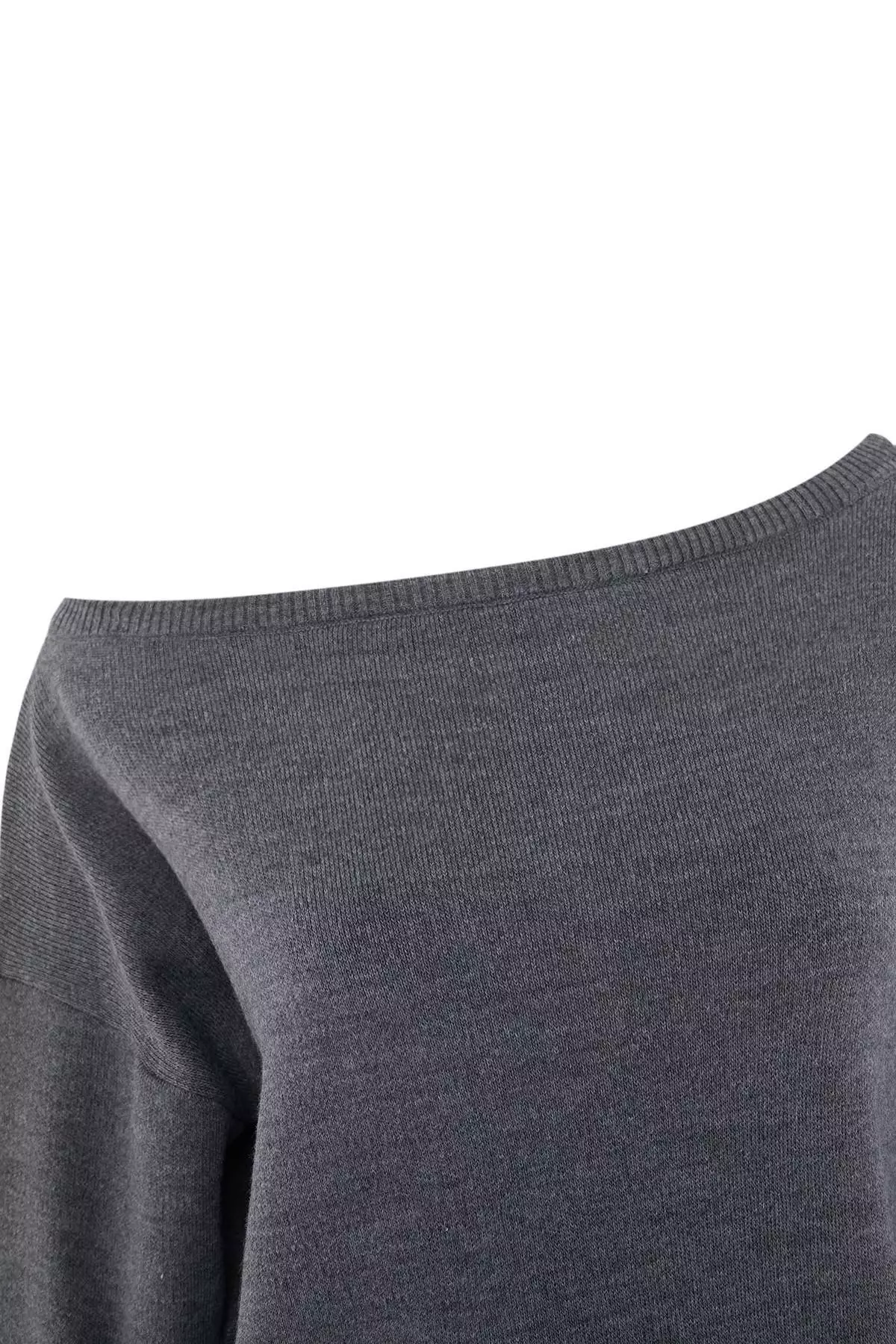 Anthracite Boat Neck Sweater-Pants Knitwear Set - Top And Bottom Twoaw26Au00043