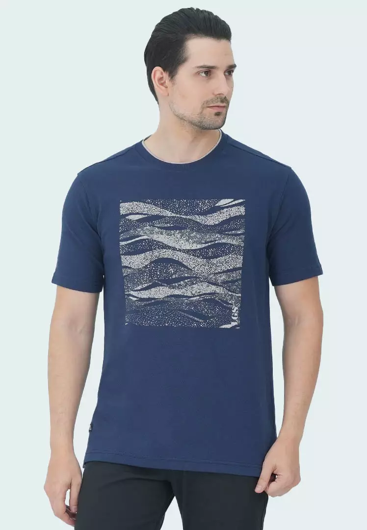 LGS - Kaos Grafis Sablon HD Pria - Lengan Pendek - Katun Premium - Slim fit - Roundneck - Bertekstur Popcorn - Biru - JTS.322.S3209F.01.C