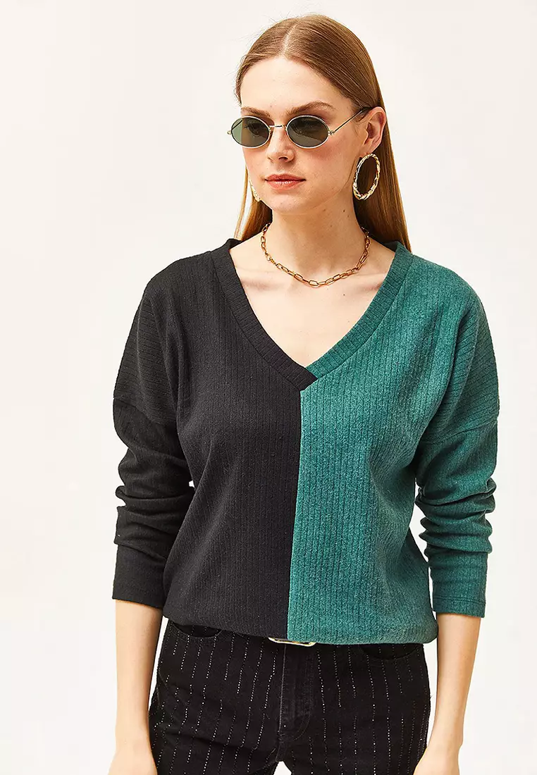 Women's Block Raised Loose Blouse BLZ-19002519