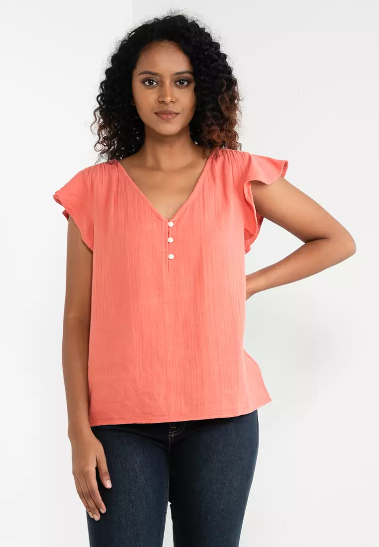 Buy GAP Flutter Sleeves Top 2024 Online ZALORA Singapore