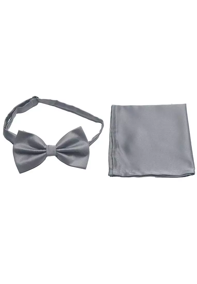 Houseofcuff Dasi Kupu Bowtie Pocket Square Saputangan Abu Abu A06